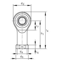桿端軸承 GIKPSR10-PS, 根據 DIN ISO 12 240-4 標準，特種鋼材料，帶右旋內螺紋，免維護
