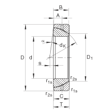角接觸關節軸承 GE180-SX, 根據 DIN ISO 12 240-2 標準，需維護