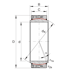大的關(guān)節(jié)軸承 GE900-DW-2RS2, 根據(jù) DIN ISO 12 240-1 標(biāo)準(zhǔn), 免維護(hù)，兩側(cè)密封
