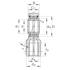 液壓桿端軸承 GIHNRK25-LO, 根據(jù) DIN ISO 12 240-4 標(biāo)準(zhǔn)，帶右旋螺紋夾緊裝置，需維護(hù)