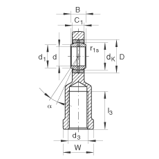 桿端軸承 GIR8-DO, 根據 DIN ISO 12 240-4 標準，帶右旋內螺紋，需維護