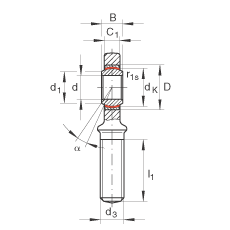 桿端軸承 GAR17-UK, 根據 DIN ISO 12 240-4 標準，帶右旋外螺紋，需維護
