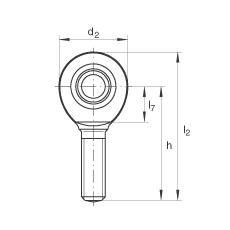 桿端軸承 GAR17-UK, 根據 DIN ISO 12 240-4 標準，帶右旋外螺紋，需維護