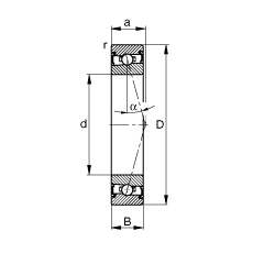 主軸軸承 HSS71912-C-T-P4S, 調(diào)節(jié)，成對安裝，接觸角 α = 15°，兩側(cè)唇密封，非接觸，加嚴(yán)公差