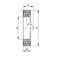 主軸軸承 HSS7008-E-T-P4S, 調節，成對安裝，接觸角 α = 25°，兩側唇密封，非接觸，限制公差