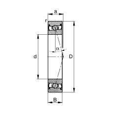 主軸軸承 HCS71912-C-T-P4S, 調(diào)節(jié)，成對安裝，接觸角 α = 15°，兩側(cè)唇密封，非接觸，限制公差