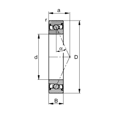 主軸軸承 HCS71912-E-T-P4S, 調節(jié)，成對或單元安裝，接觸角 α = 25°，兩側唇密封，非接觸，限制公差