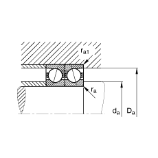 主軸軸承 B7207-E-T-P4S, 調節，成對或單元安裝，接觸角 α = 25°，限制公差