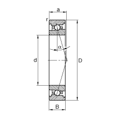主軸軸承 HS7008-C-T-P4S, 調節，成對安裝，接觸角 α = 15°，限制公差