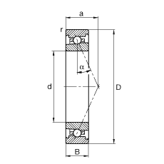 主軸軸承 HS7008-E-T-P4S, 調節(jié)，成對或單元安裝，接觸角 α = 25°，限制公差