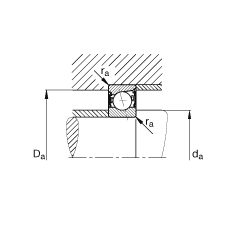 主軸軸承 B7207-E-2RSD-T-P4S, 調節，成對安裝，接觸角 α = 25°，兩側唇密封，非接觸，限制公差