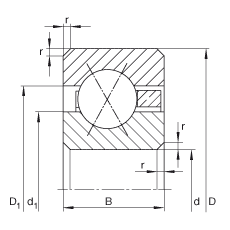 薄截面軸承 CSXB042, 四點接觸球軸承，類型X，運行溫度 -54°C 到 +120°C